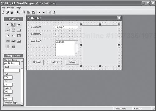 Liberty BASIC Quick Visual Designer is a third-party GUI designer designed to speed up Liberty BASIC GUI development.