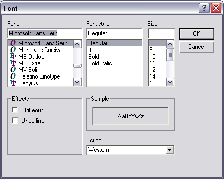 Font-chooser dialog box.