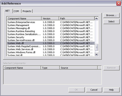 Visual Studio .NET, Add Reference.