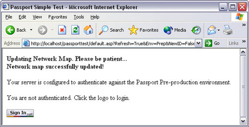 .NET Passport test page.