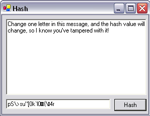 Secure hashing application.