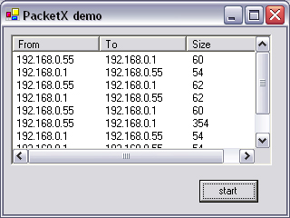 Frame-layer packet sniffer with PacketX.