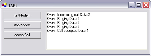 Basic TAPI callreceiver application.