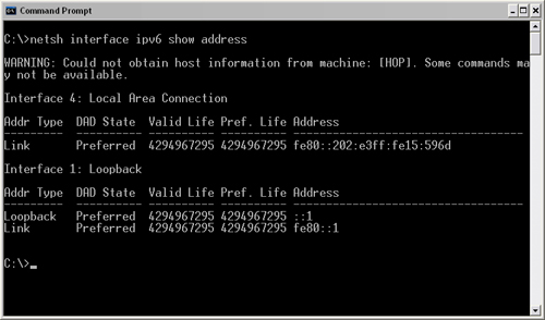 NETSH MS-DOS utility.