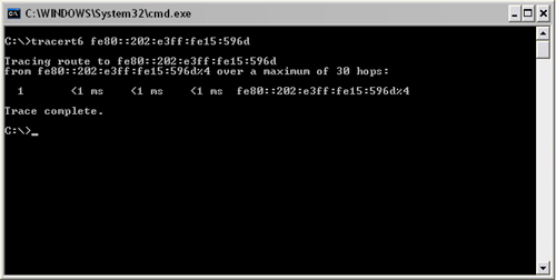 Tracert6 MS-DOS utility.