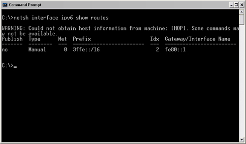 IPv6 routing table.