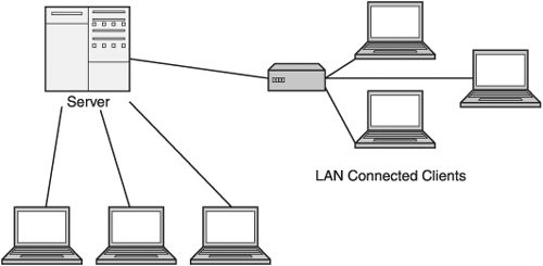 Client/server network schematic.