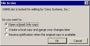 CIFS Notification of File in Use