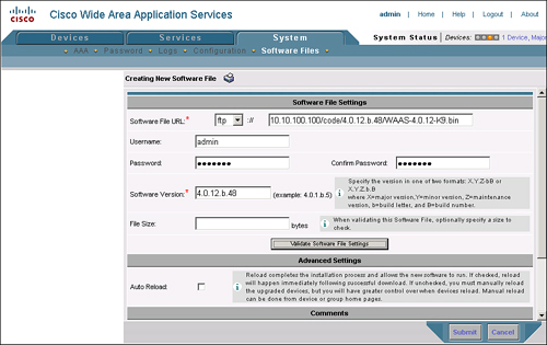 Software File Entry Definition Page