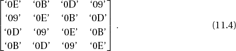 Distances of line rotations in ShiftRows