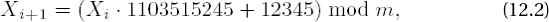 Periodic behavior of a pseudorandom sequence