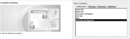 A custom site definition in the SharePoint template list