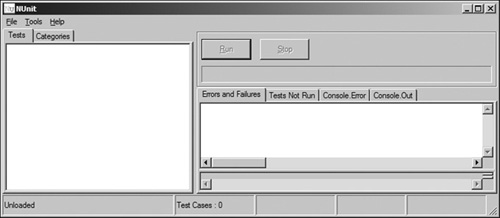 Screenshot of main NUnit interface.