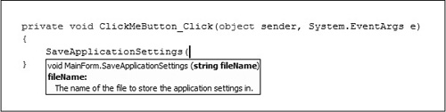 Example of on-the-fly IntelliSense documentation.