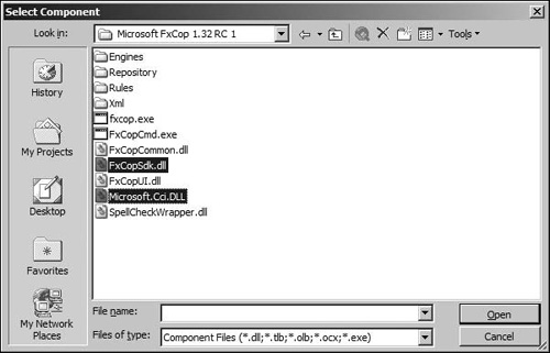 Dialog shown when referencing the FxCop SDK.