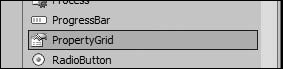 Screenshot of the PropertyGrid control item in the Visual Studio .NET toolbox.