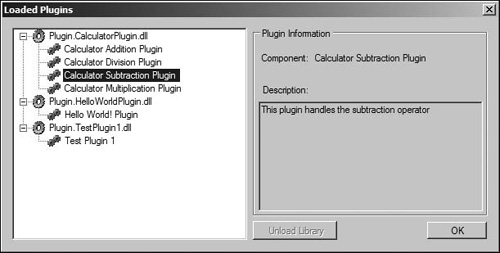 Screenshot of the plugin browser example.