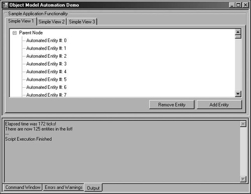 Output results shown after execution.