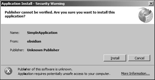 Trust dialog during application installation.