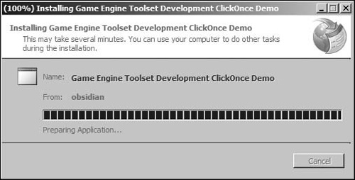 Installation dialog for a ClickOnce deployment.