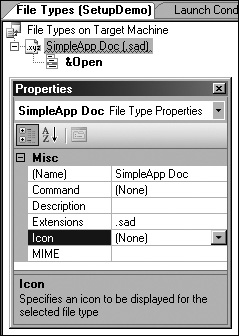 Screenshot of the file types editor.