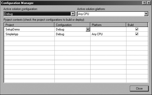 Configuration Manager dialog within Visual Studio 2005.