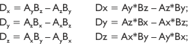 Cross product (outer product). The perpendicular to the two vectors v and w.