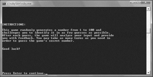 The game provides the player with instructions on how to play.