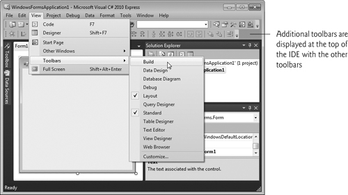 Adding the Build toolbar to the IDE.