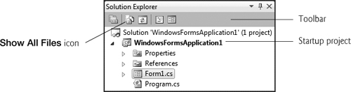 Solution Explorer window with an open project.