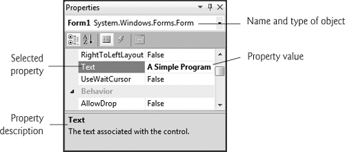 Setting the Form’s Text property in the Properties window.