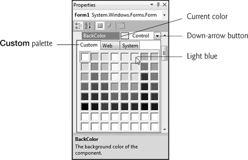 Changing the Form’s BackColor property.