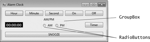 Alarm clock GUI.