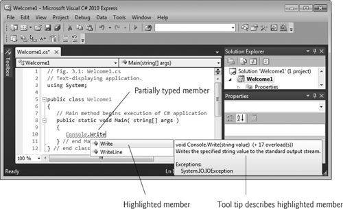 IntelliSense feature of Visual C# Express.