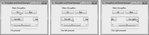 Using GroupBoxes and Panels to arrange Buttons.