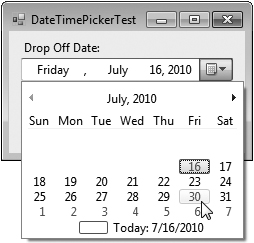 Demonstrating DateTimePicker.