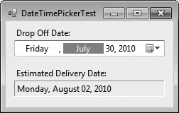 Demonstrating DateTimePicker.