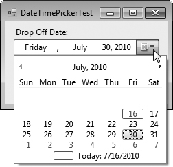 Demonstrating DateTimePicker.