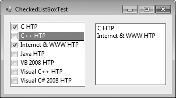 CheckedListBox and ListBox used in a program to display a user selection.