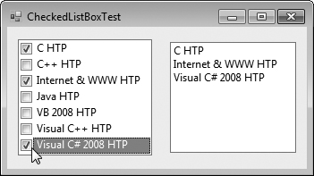 CheckedListBox and ListBox used in a program to display a user selection.