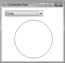 ComboBox used to draw a selected shape.