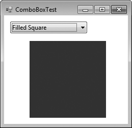 ComboBox used to draw a selected shape.