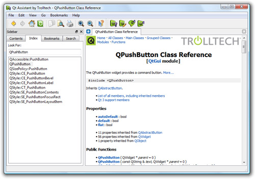 Qt’s documentation in Qt Assistant on Windows Vista