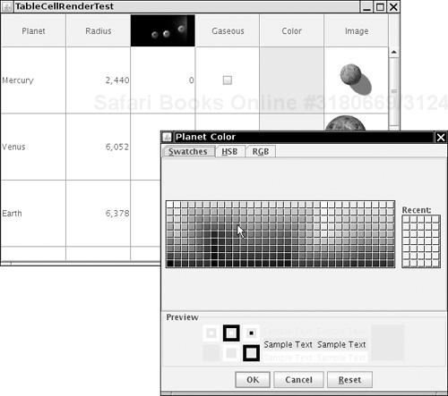 Editing the cell color with a color chooser