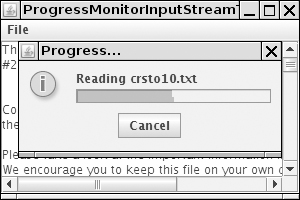 A progress monitor for an input stream