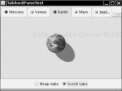 A tabbed pane with scrolling tabs