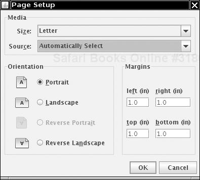 A cross-platform page setup dialog box