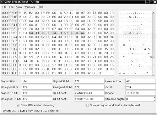 Modifying bytecodes with a hex editor