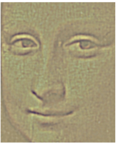 FIGURE 4 The Mona Lisa blurred to represent what our peripheral vision (left), near peripheral vision (middle), and central vision (right) see. Image courtesy Margaret Livingstone.