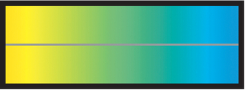 FIGURE 6 The solid gray line is the same color, but the yellow-to-cyan background gradient and our color cells’ double-opponent nature makes it seem cyanish on the left and yellowish on the right.